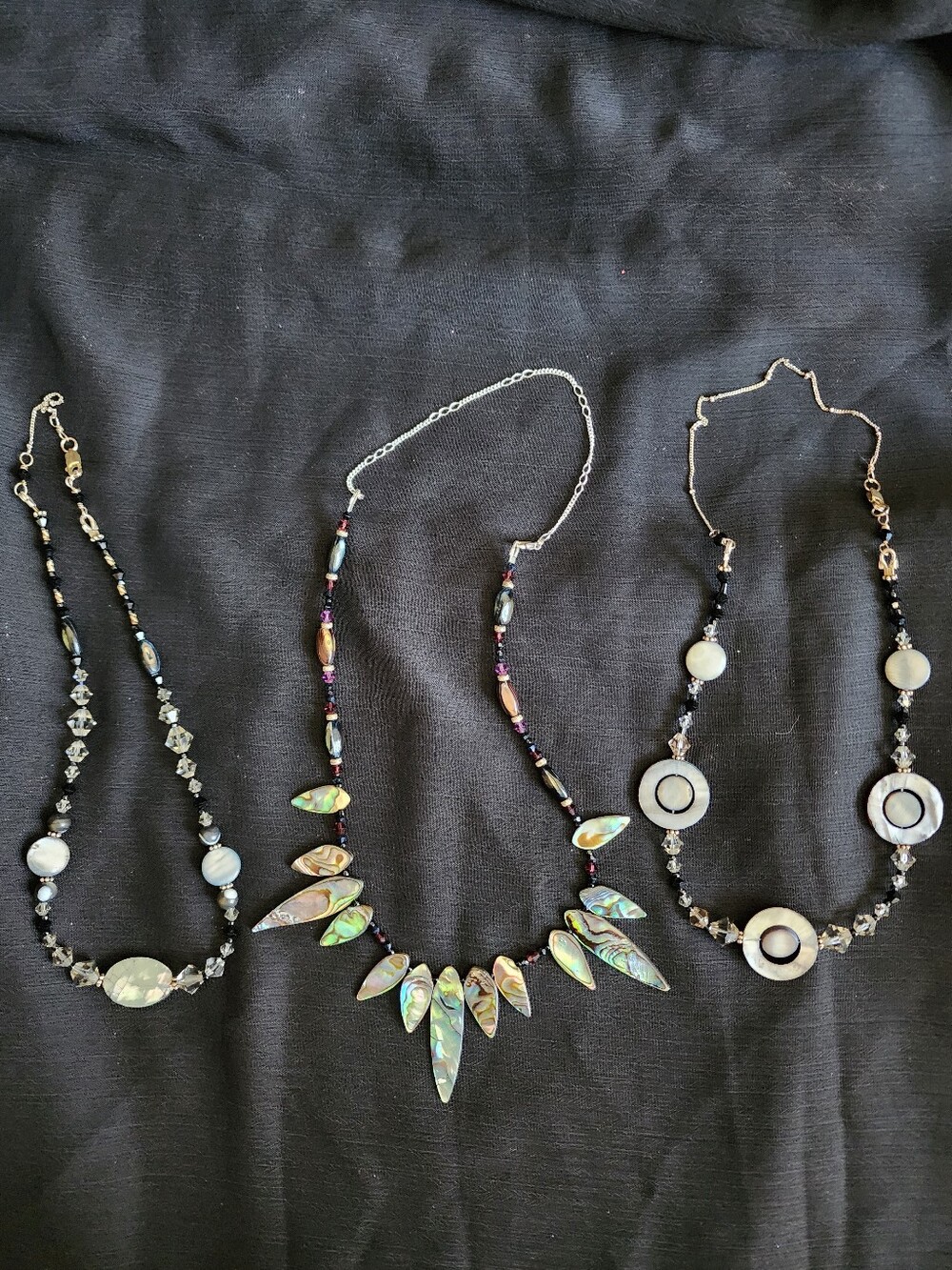3 natural shell sterling silver necklaces bundle